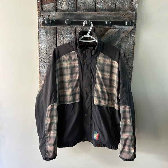 Men's Vintage Sunice Gore-Tex Full Zipper Light Weight Jacket - Black & Plaid - Picture 1 of 4